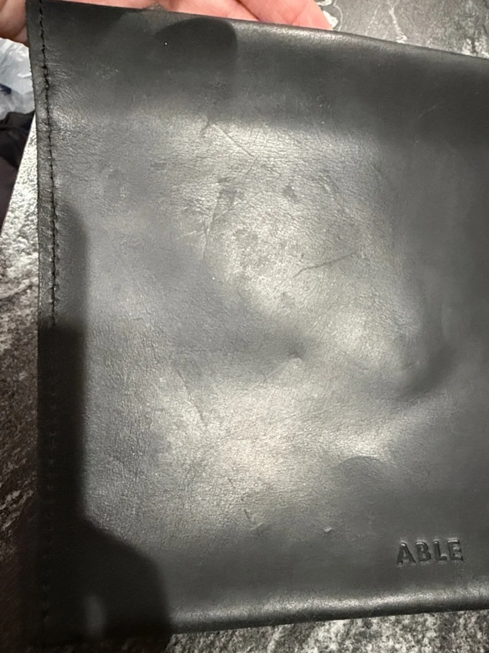 ABLE Black Leather Envelope Clutch